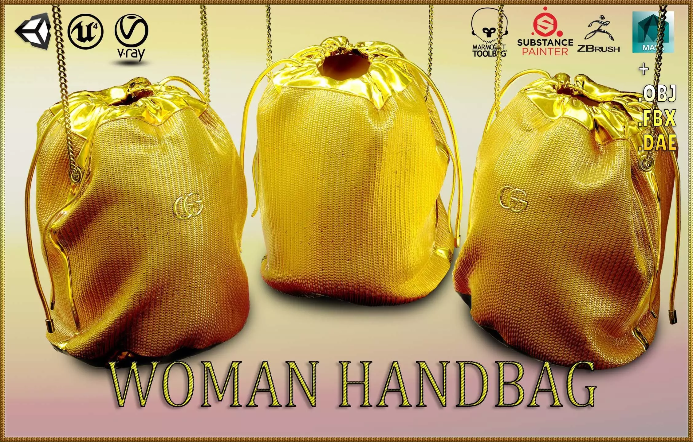 Woman Handbag GUCCI Low-poly 3D model_0