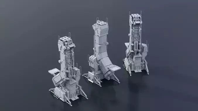 Scifi building construction module  Low-poly 3D model