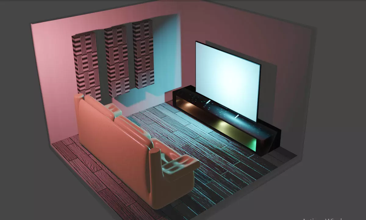 bedroom living room with television Free 3D model
