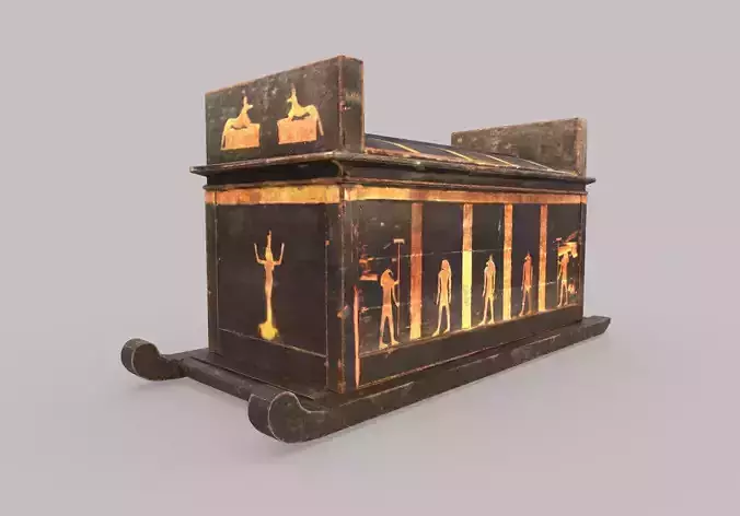Egyptian Wooden Sarcophagus Low-poly 3D model
