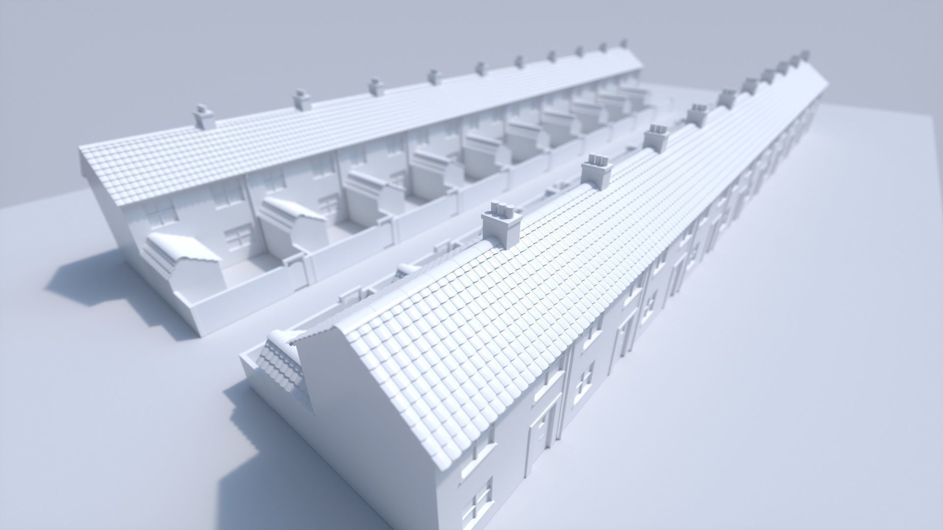 3D Terraced house low poly 3D model_4