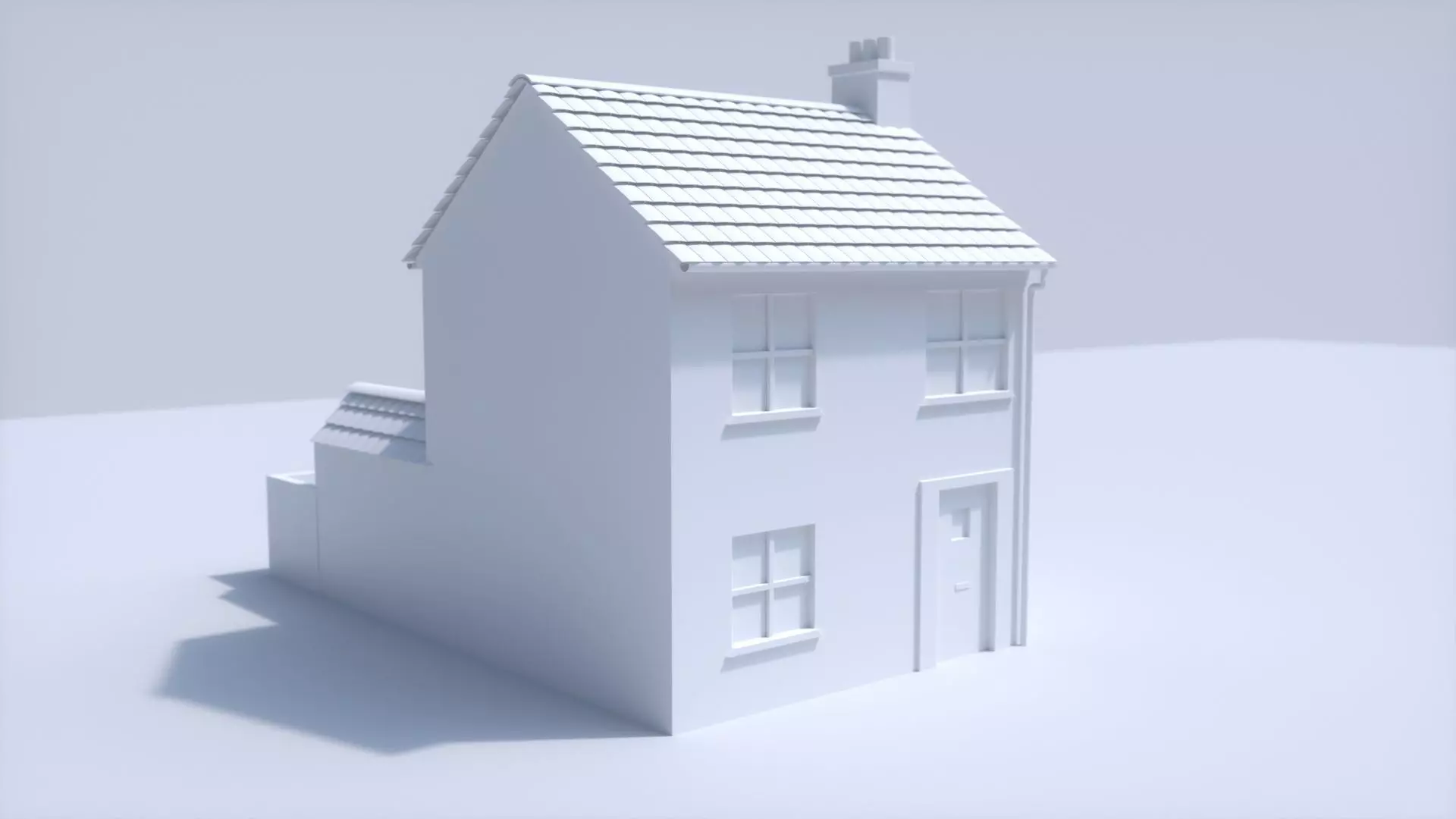 3D Terraced house low poly 3D model_0