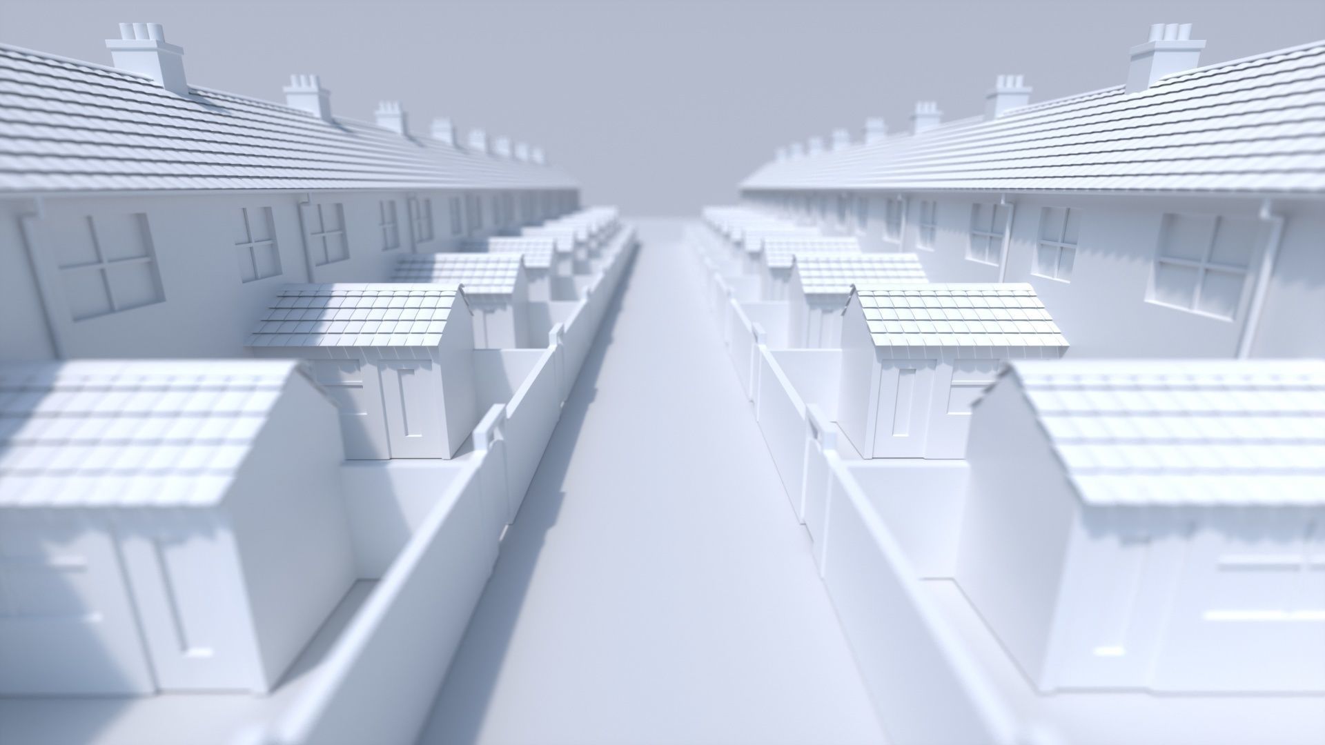 3D Terraced house low poly 3D model_6