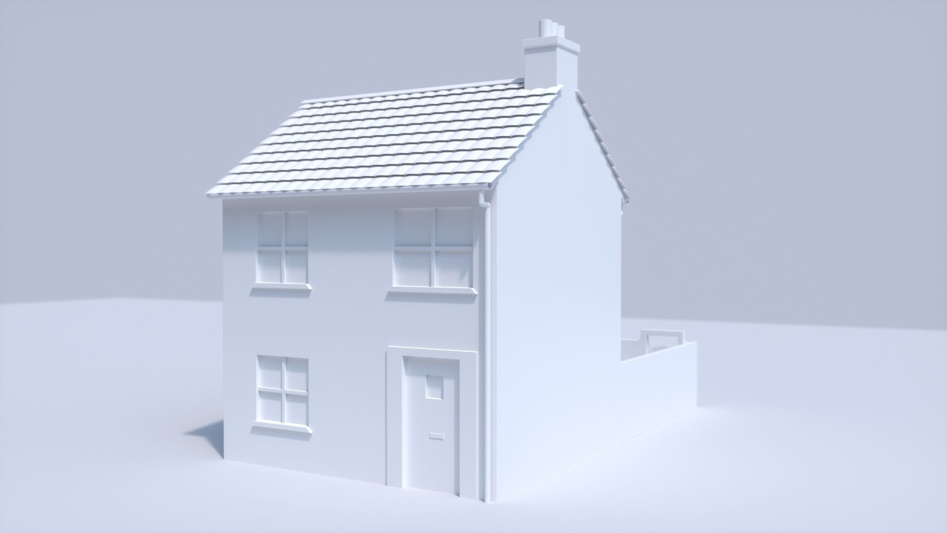 3D Terraced house low poly 3D model_1