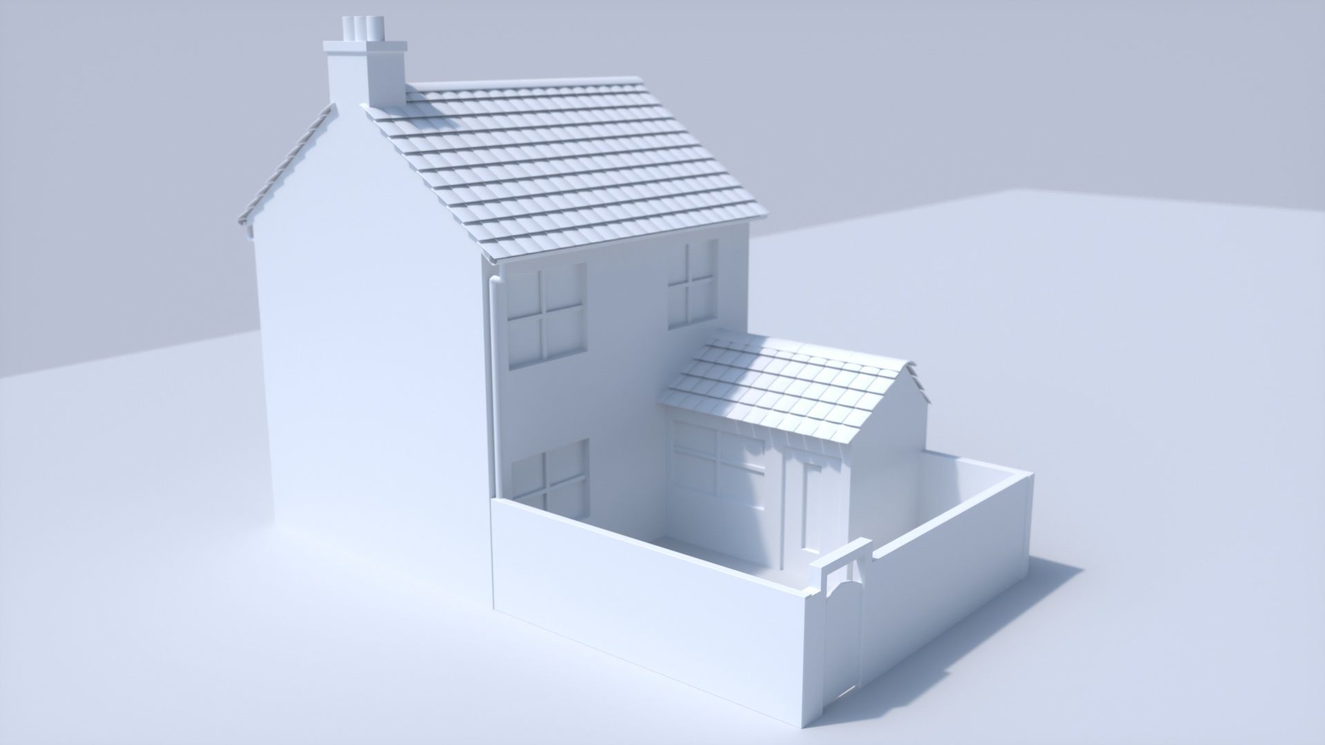 3D Terraced house low poly 3D model_2