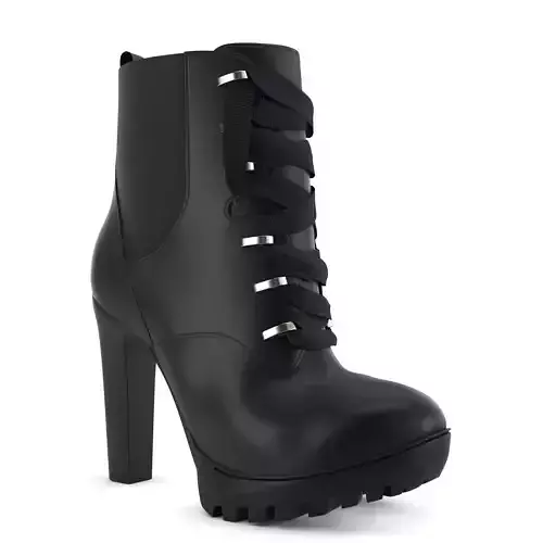 High heel  women Boot PBR Low-poly 3D model