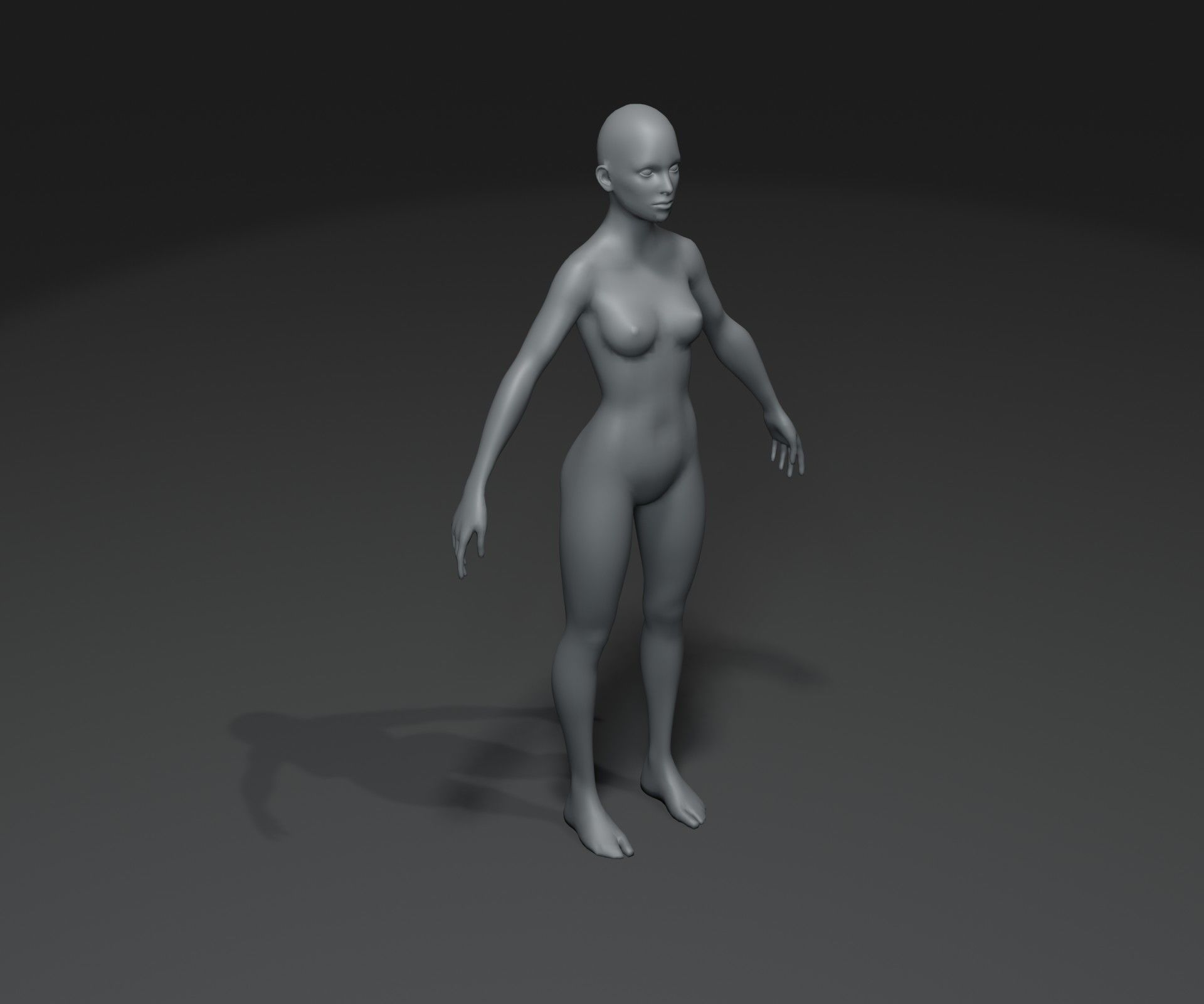 Female Body Base Mesh 3D Model 20k Polygons Low-poly 3D model_12