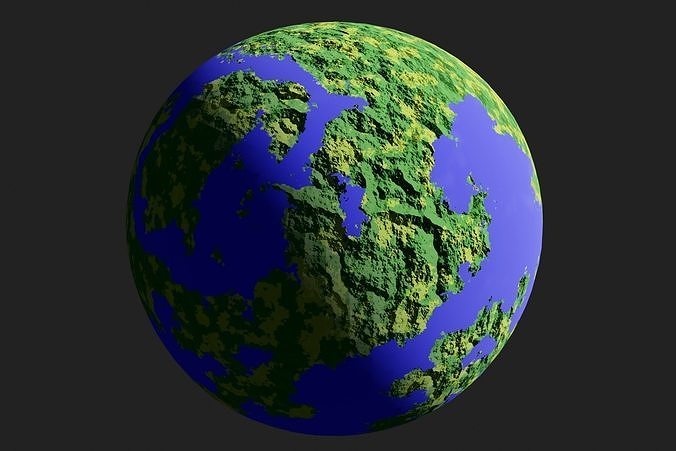 Procedural Earth-Like Planet Low-poly 3D model