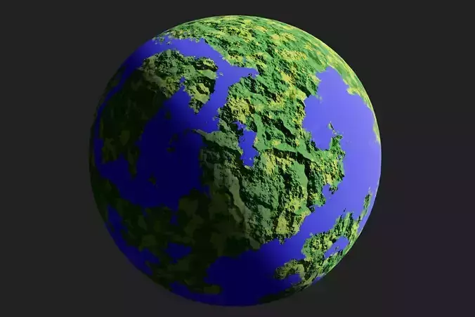Procedural Earth-Like Planet Low-poly 3D model