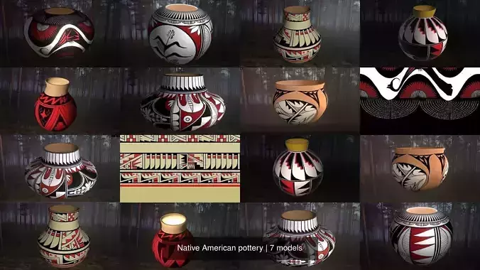 Native American pottery 3D Model Collection