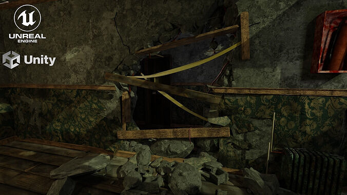 Abandoned Interior  Low-poly 3D model