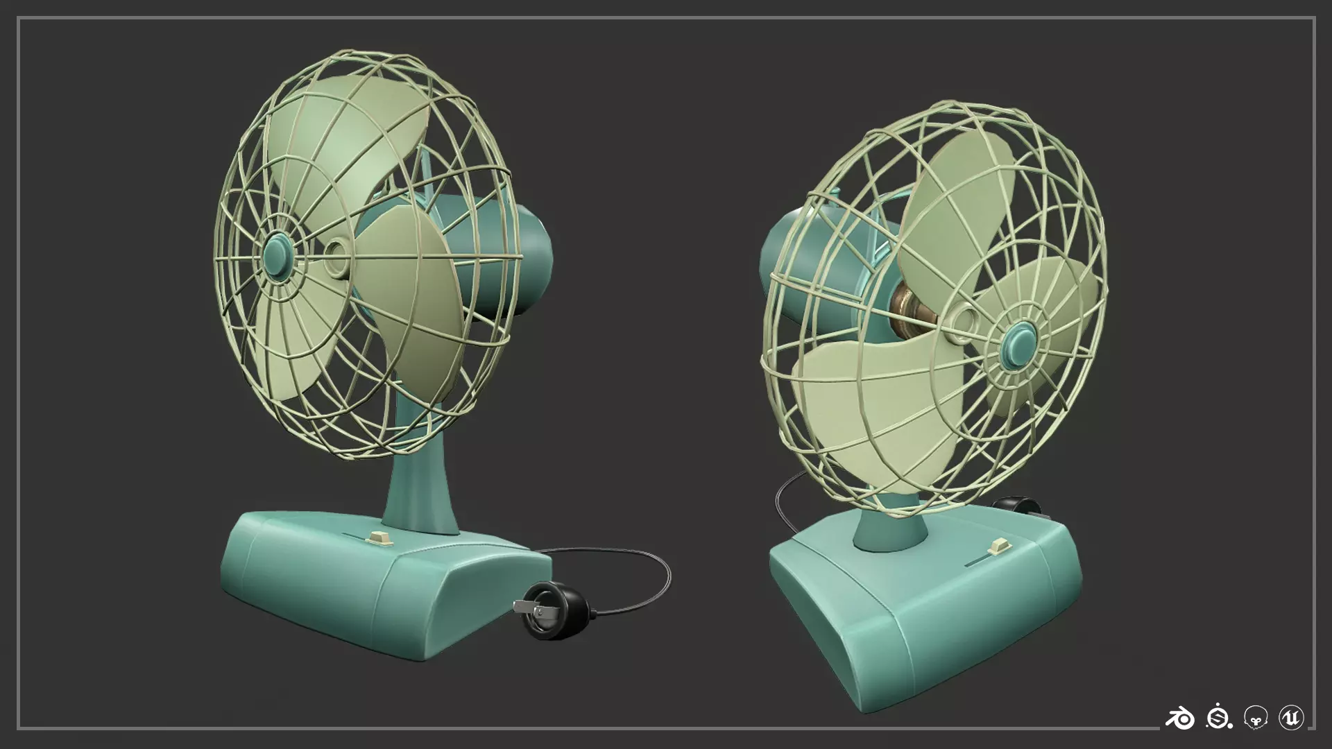 Fan retro Low-poly 3D model