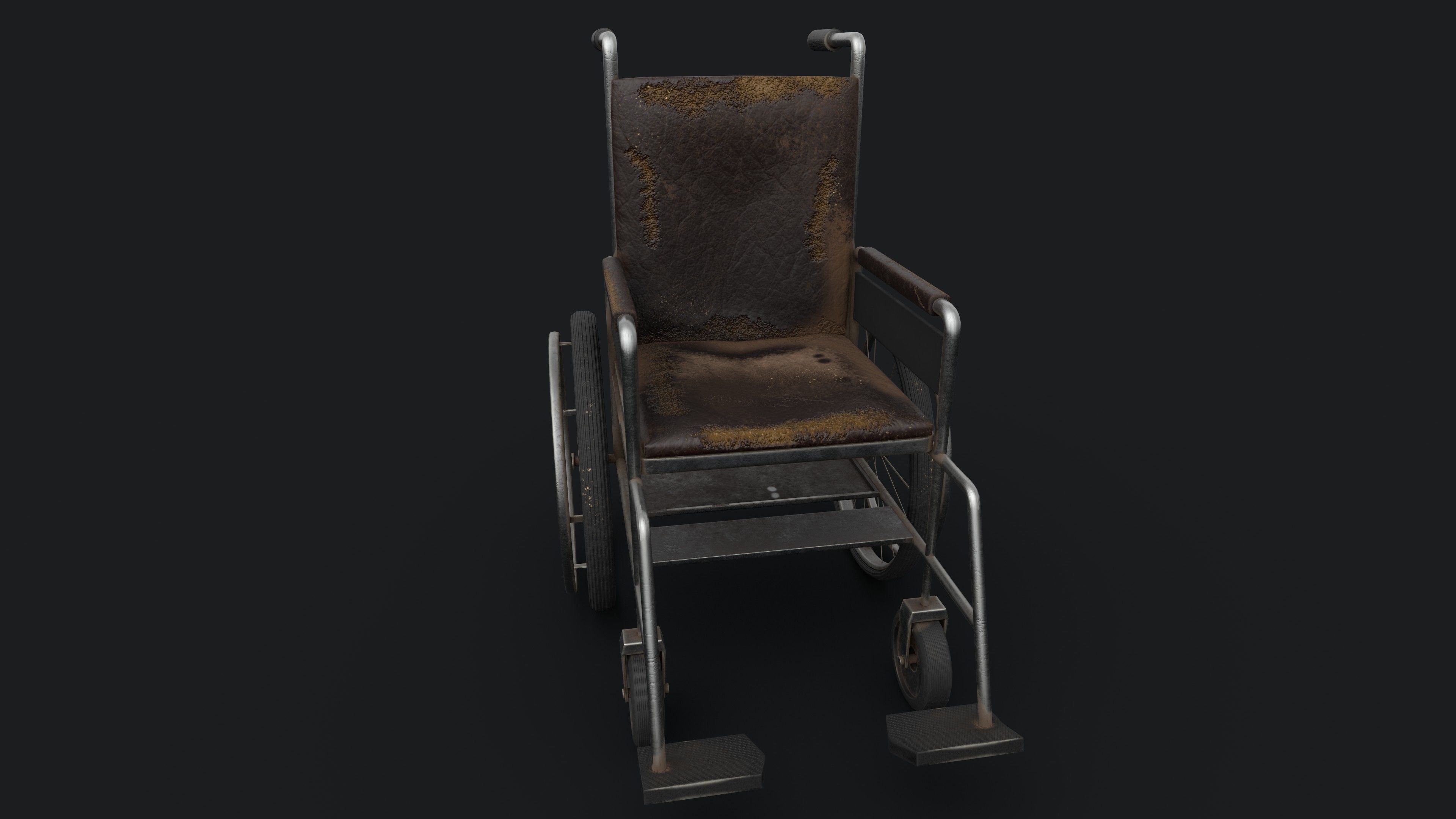 Old Wheelchair PBR Game Ready Low-poly 3D model_2