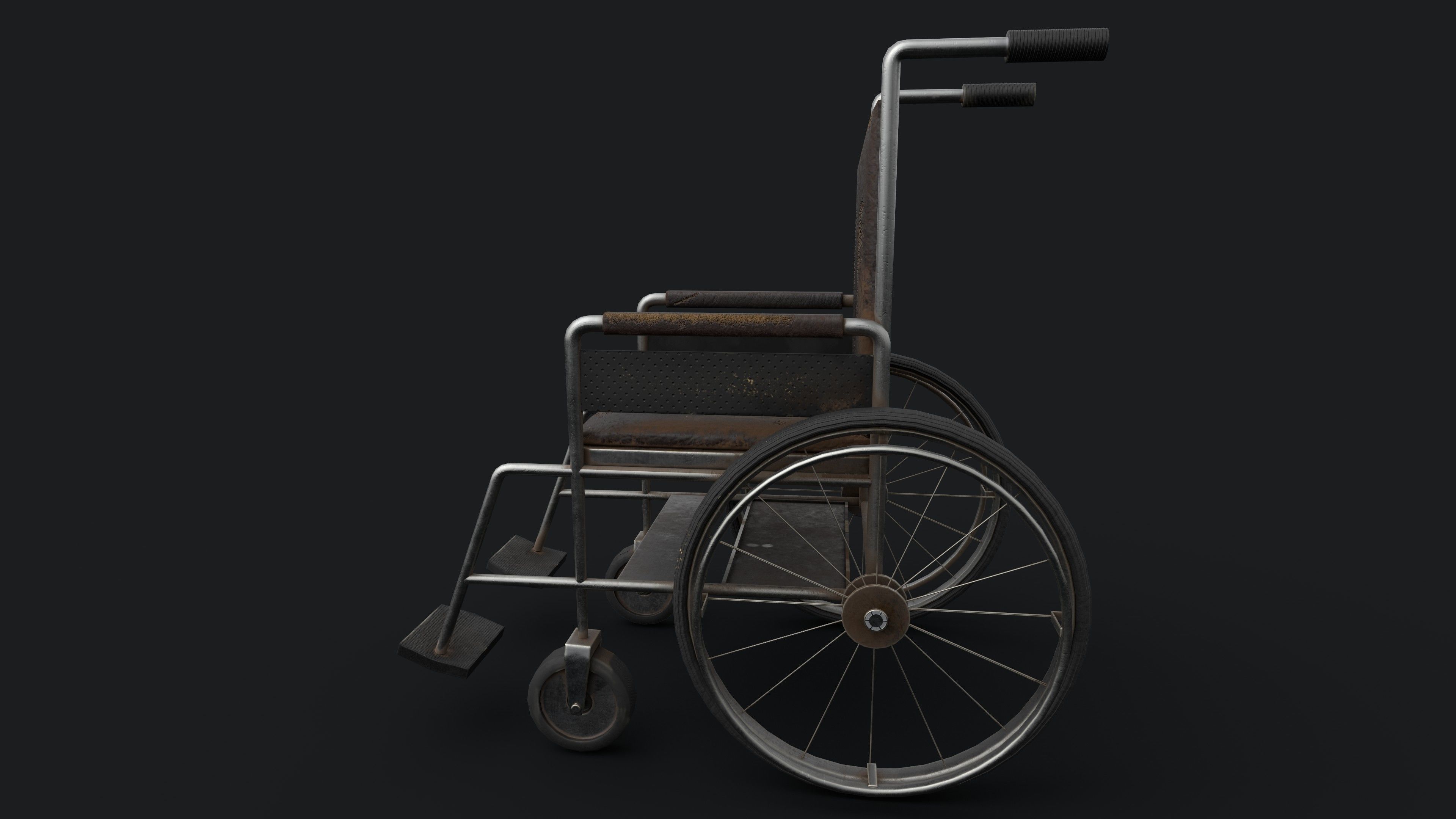 Old Wheelchair PBR Game Ready Low-poly 3D model_3