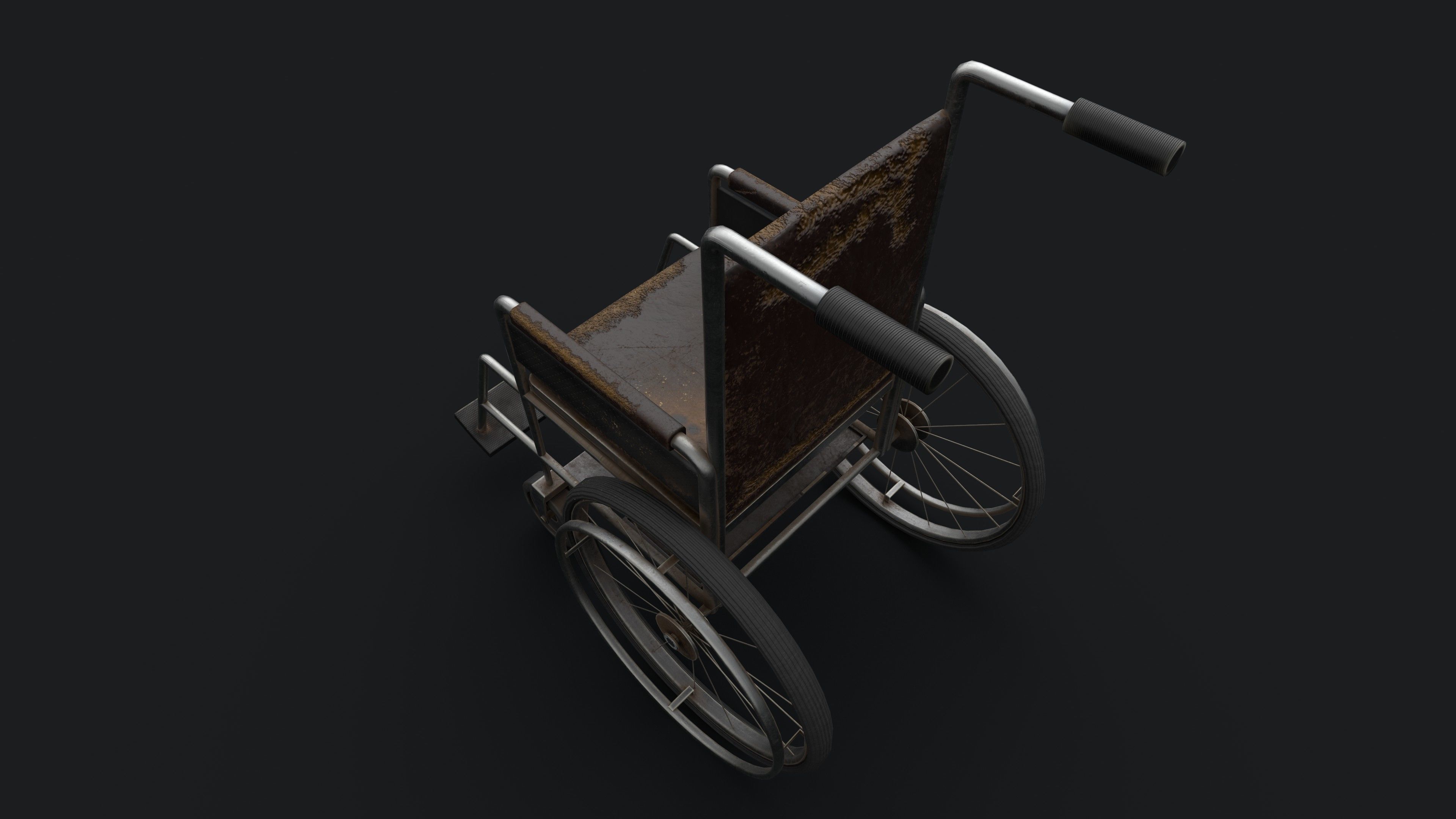 Old Wheelchair PBR Game Ready Low-poly 3D model_4