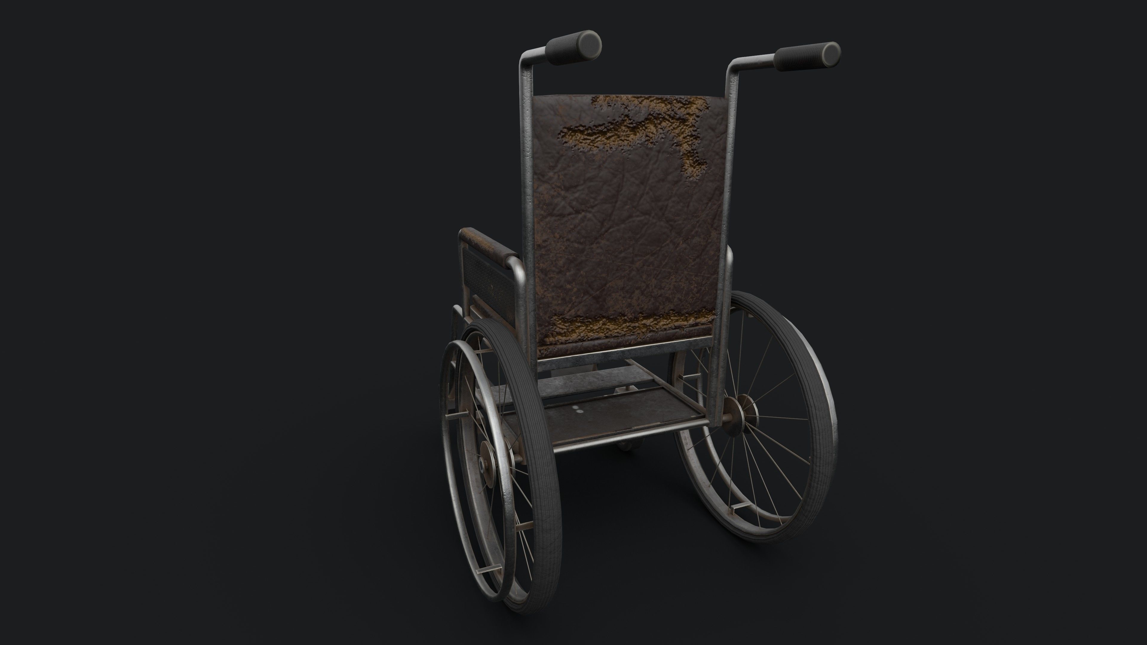 Old Wheelchair PBR Game Ready Low-poly 3D model_5