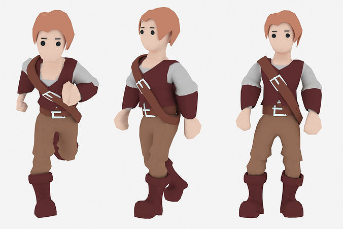 Stylized medieval game character Free low-poly 3D model