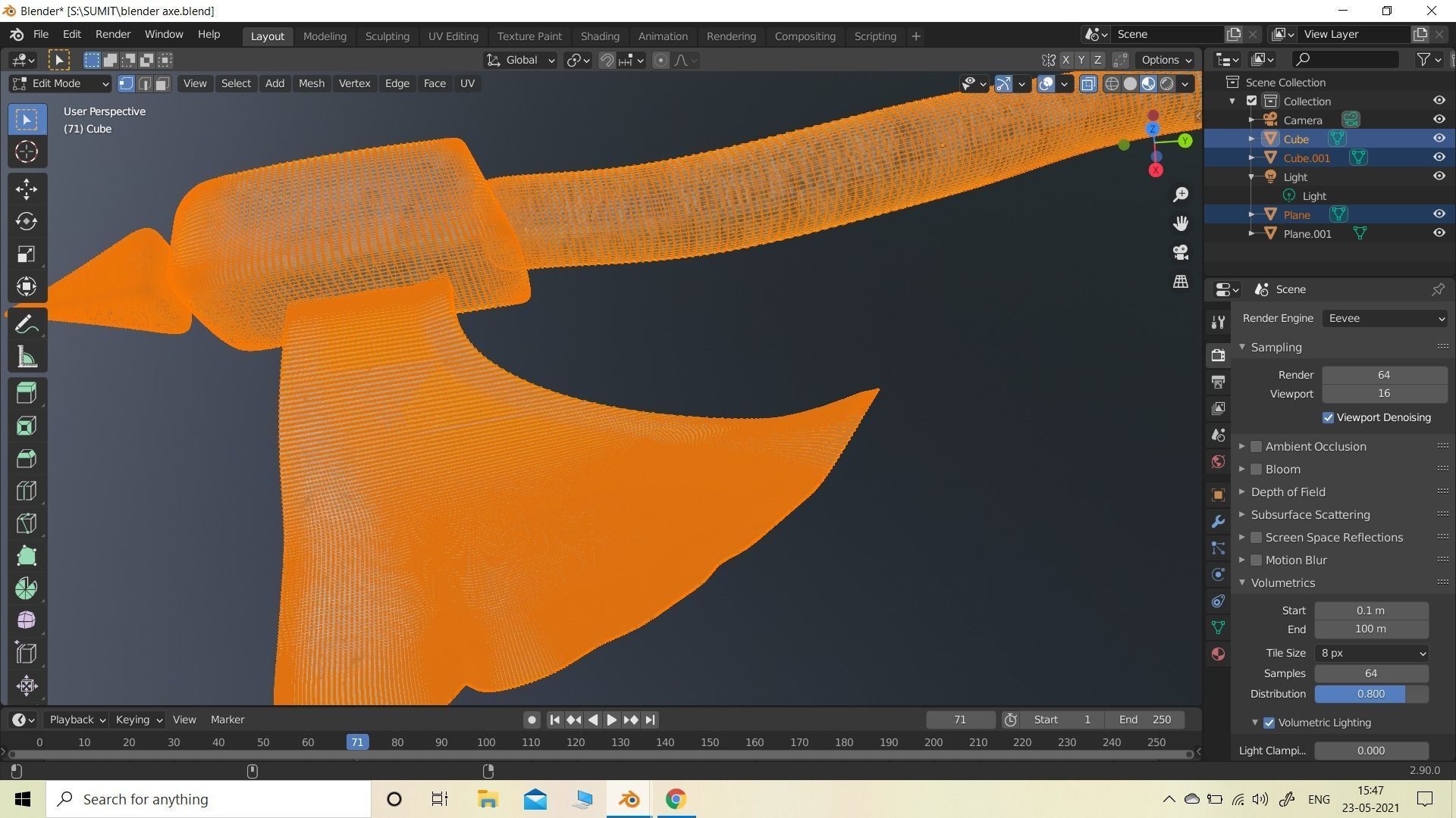 HIGH POLY MEDIEVAL AXE MODEL 3D model_3