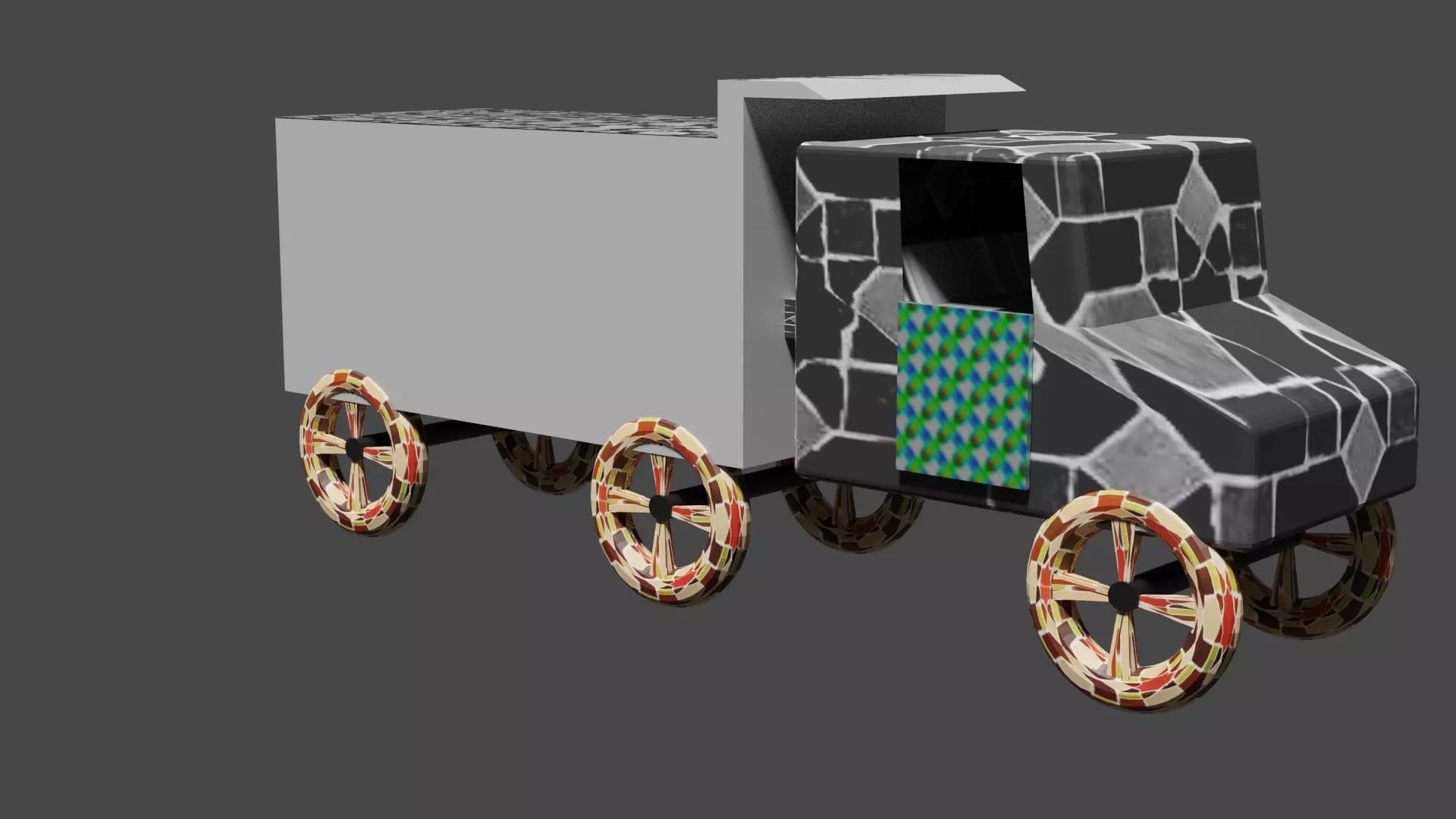 dumper pizza truck on wheels 3D model