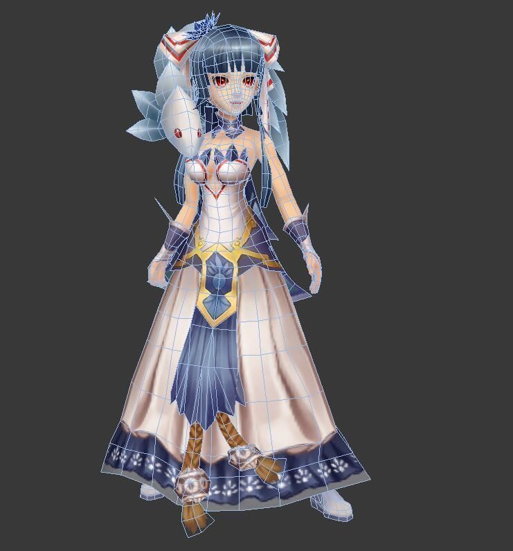 ancient chinese pretty girl Low-poly 3D model_4