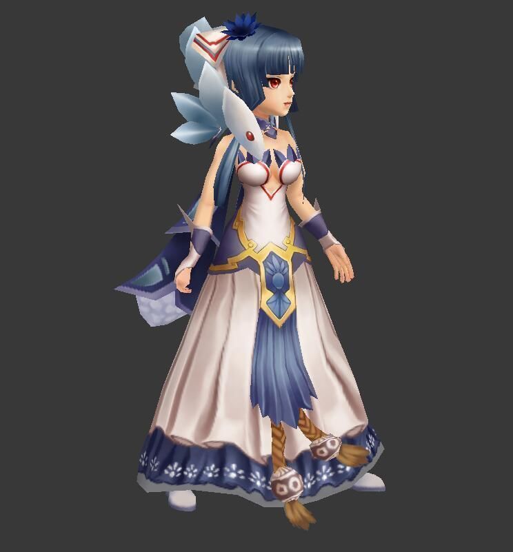 ancient chinese pretty girl Low-poly 3D model_2