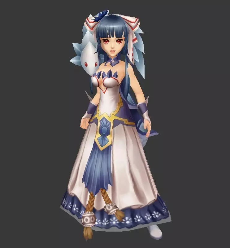 ancient chinese pretty girl Low-poly 3D model_0