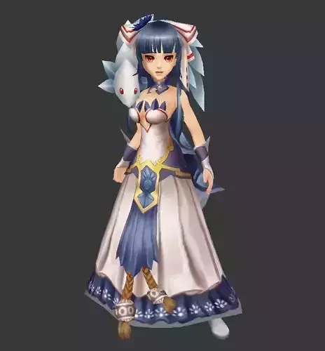 ancient chinese pretty girl Low-poly 3D model