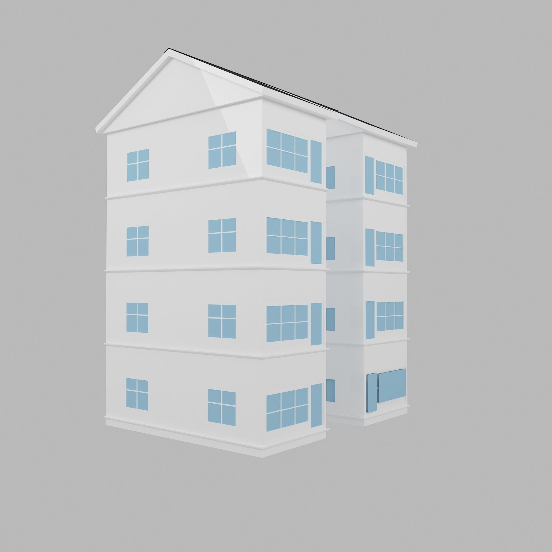 house 2 apartment building Low-poly 3D model_6