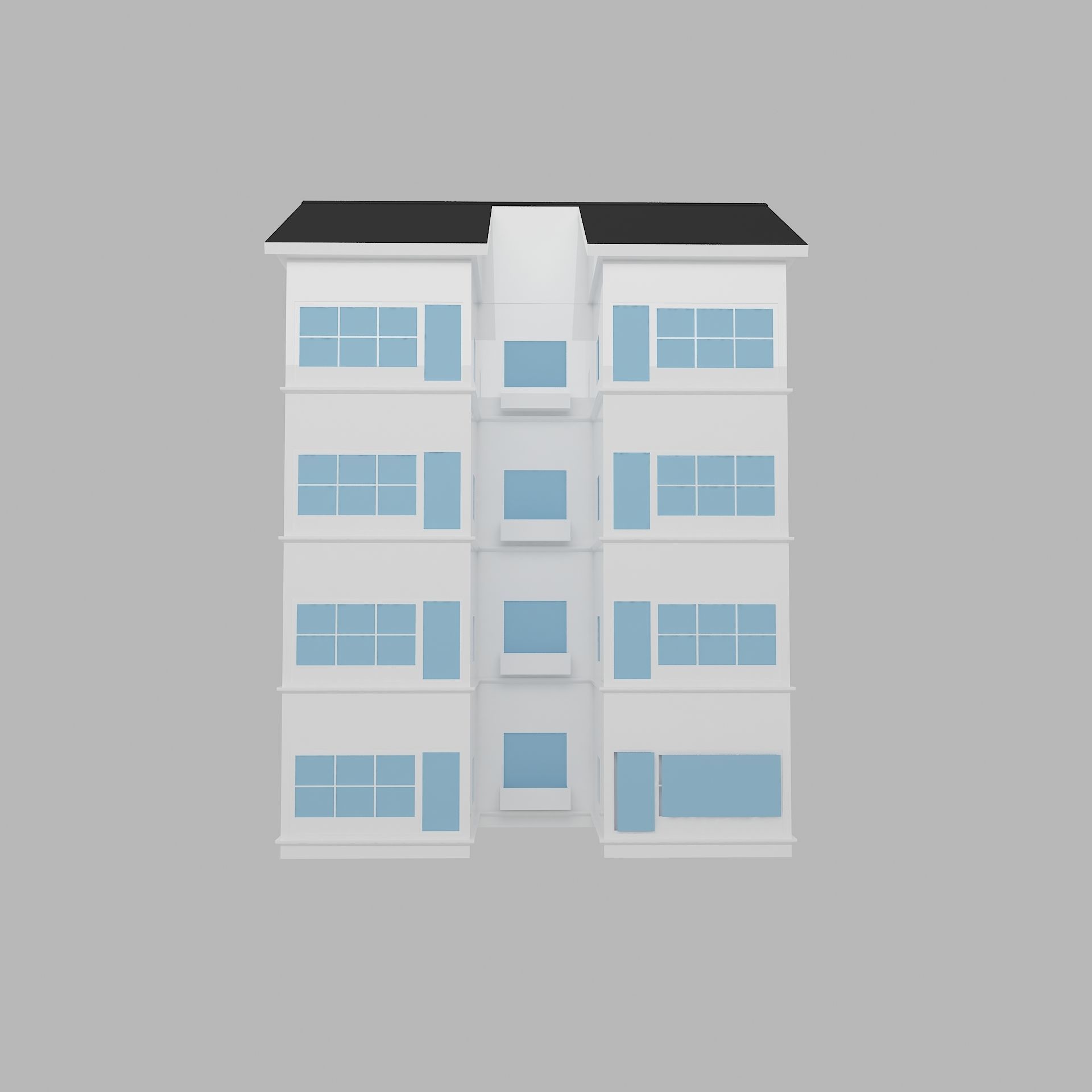 house 2 apartment building Low-poly 3D model_4