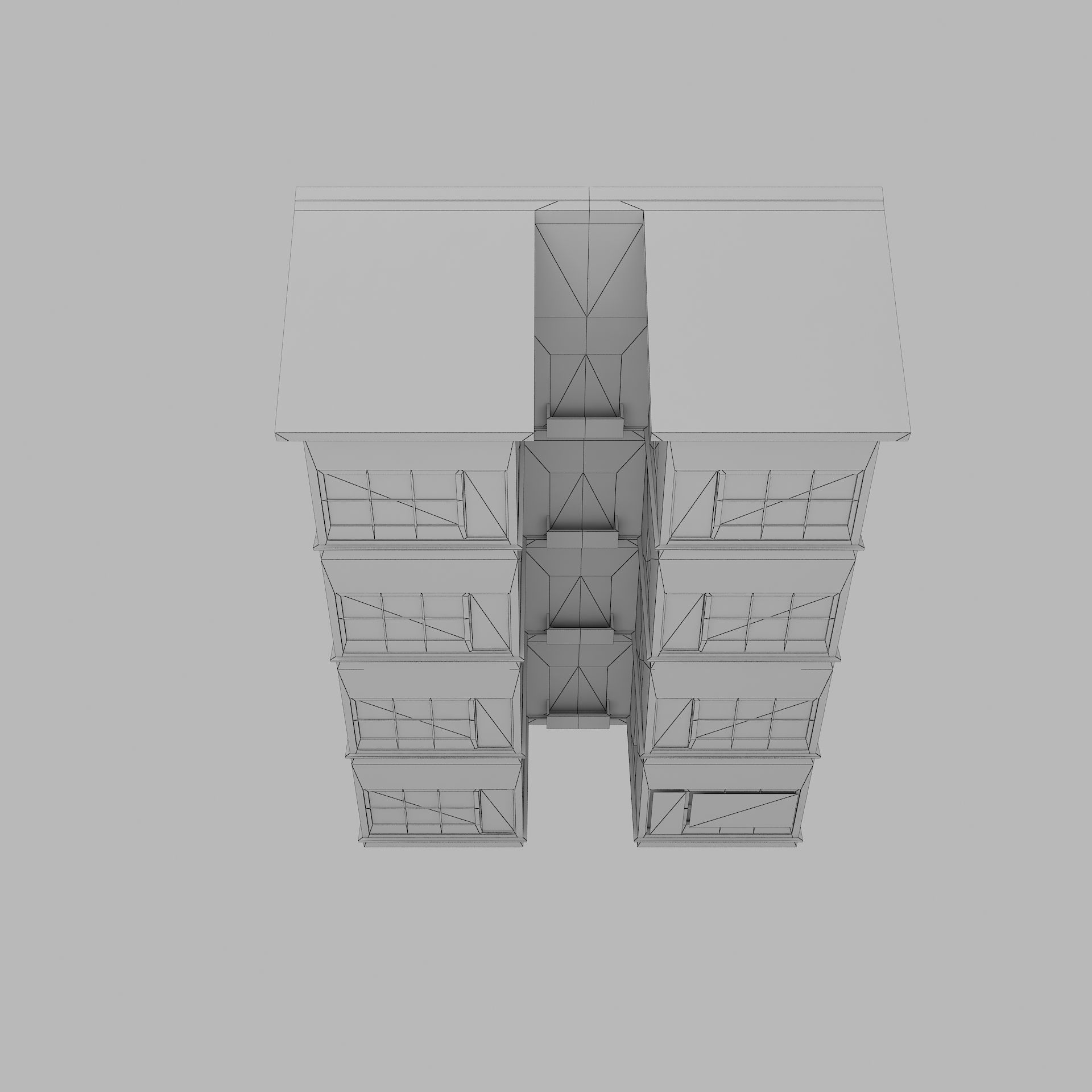 house 2 apartment building Low-poly 3D model_9
