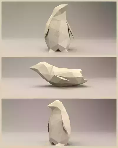 3 Shades Modern Sculpture of Baby Penguin