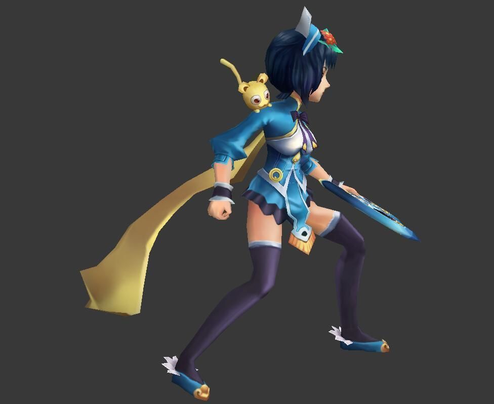 ancient chinese Shooter pretty girl Low-poly 3D model_2