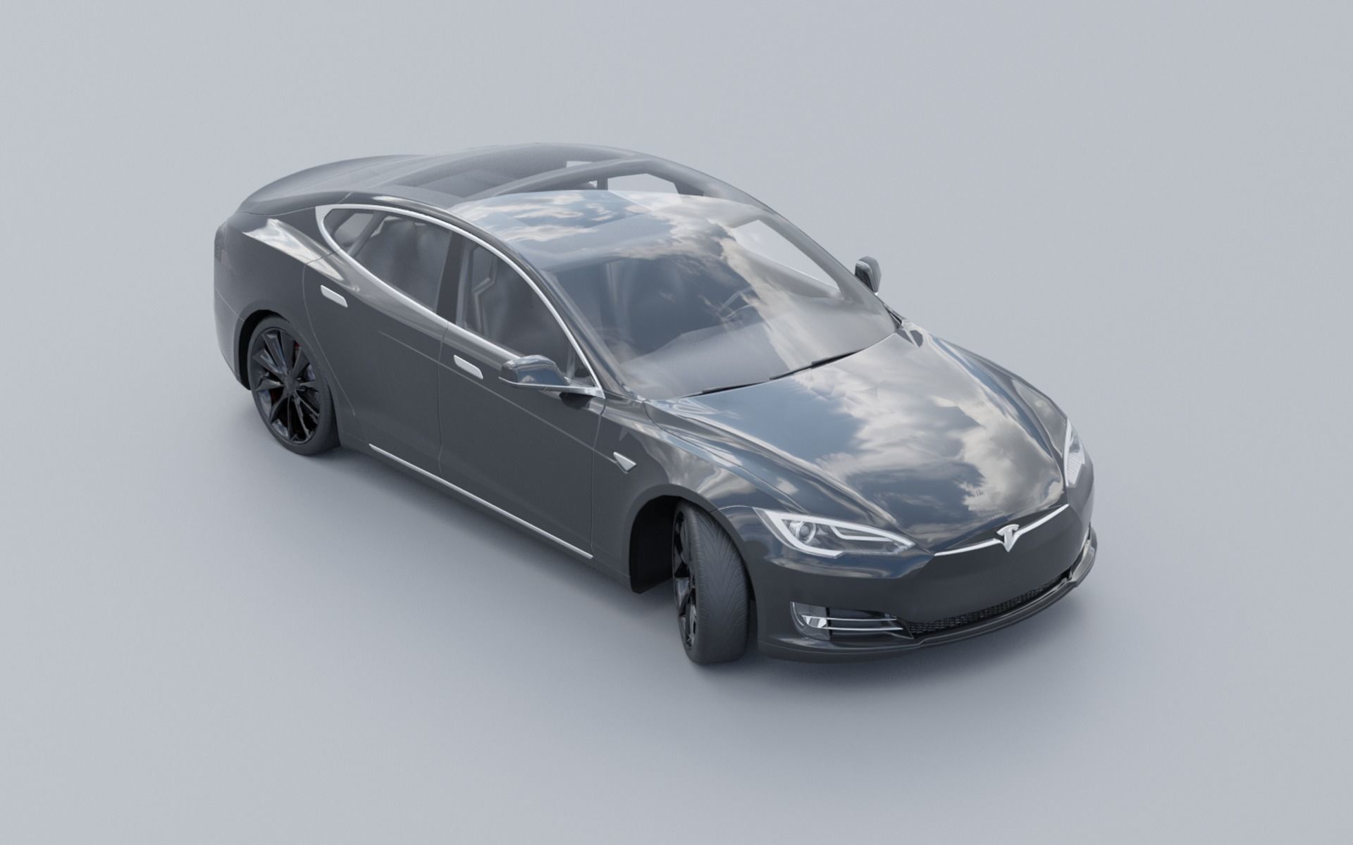 Tesla model S low poly 3D Low-poly 3D model_5