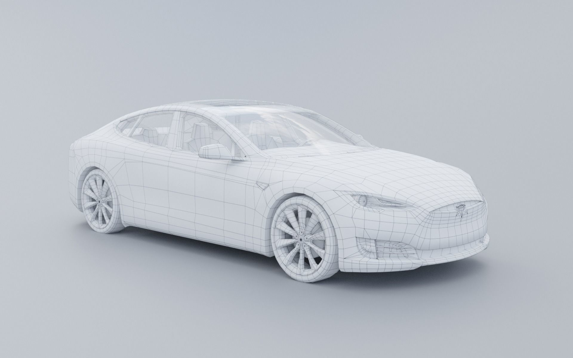Tesla model S low poly 3D Low-poly 3D model_10