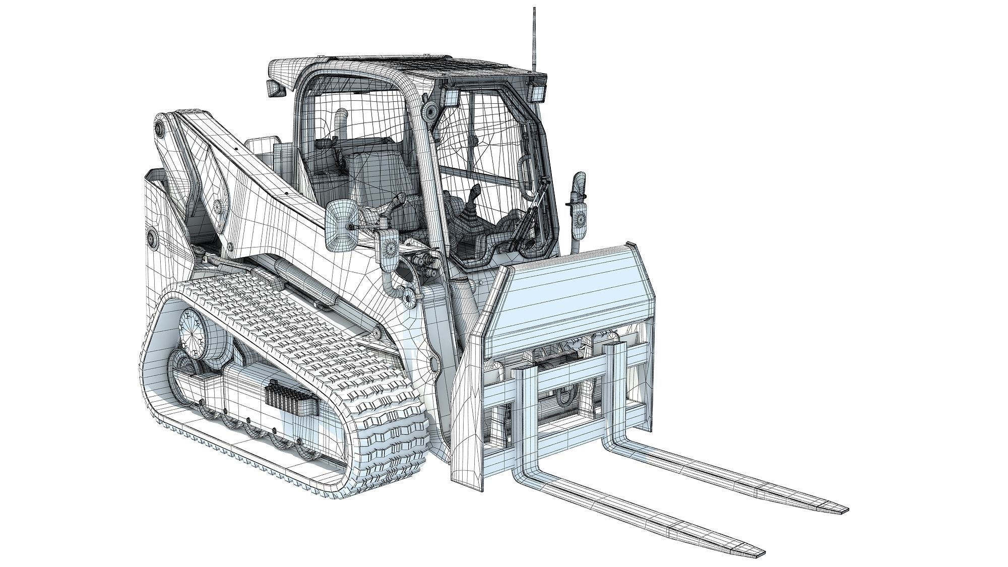 Tracked Skid Steer Loader Pallet Fork 3D model_16