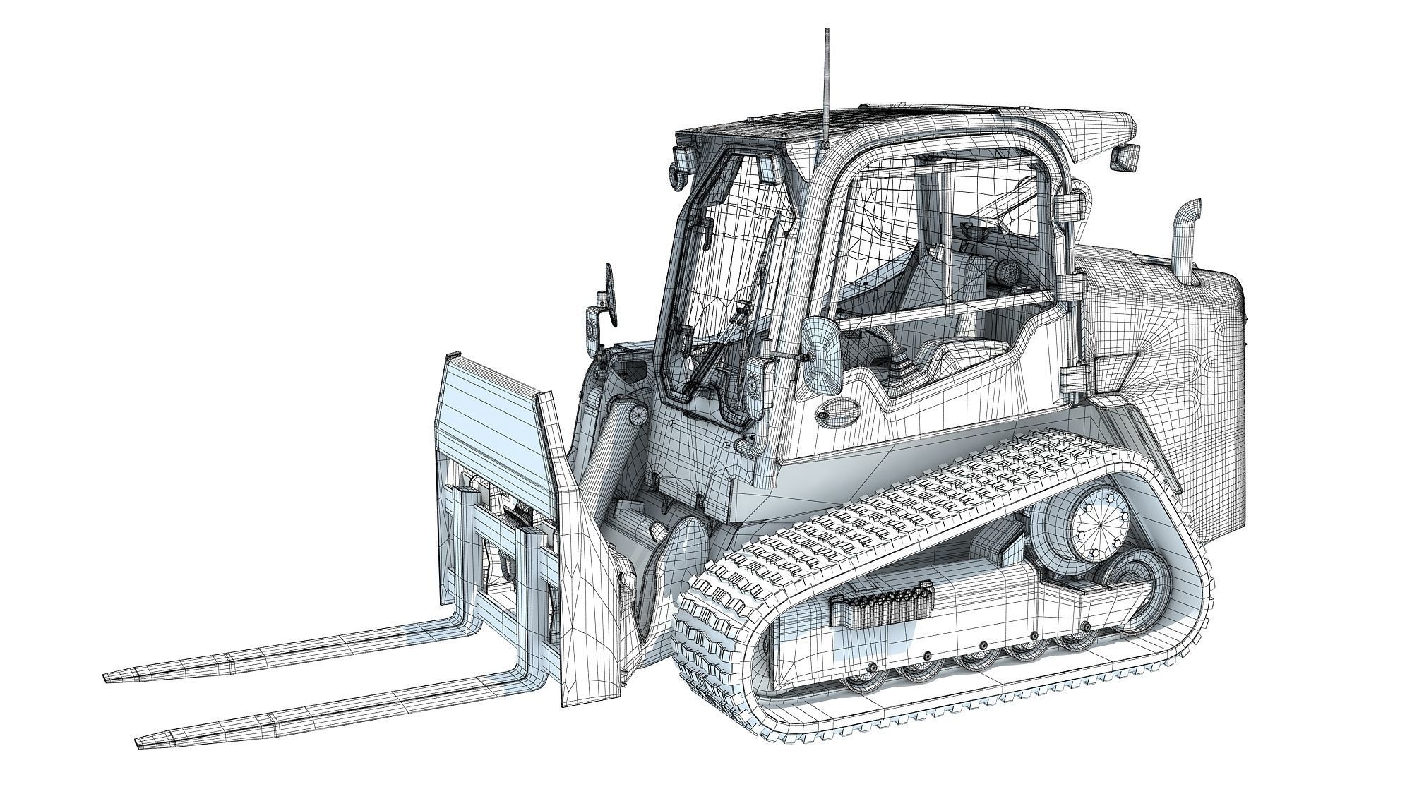 Tracked Skid Steer Loader Pallet Fork 3D model_13