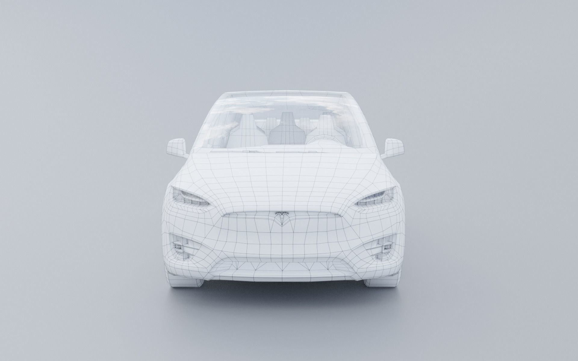 Tesla model X low poly Low-poly 3D model_9
