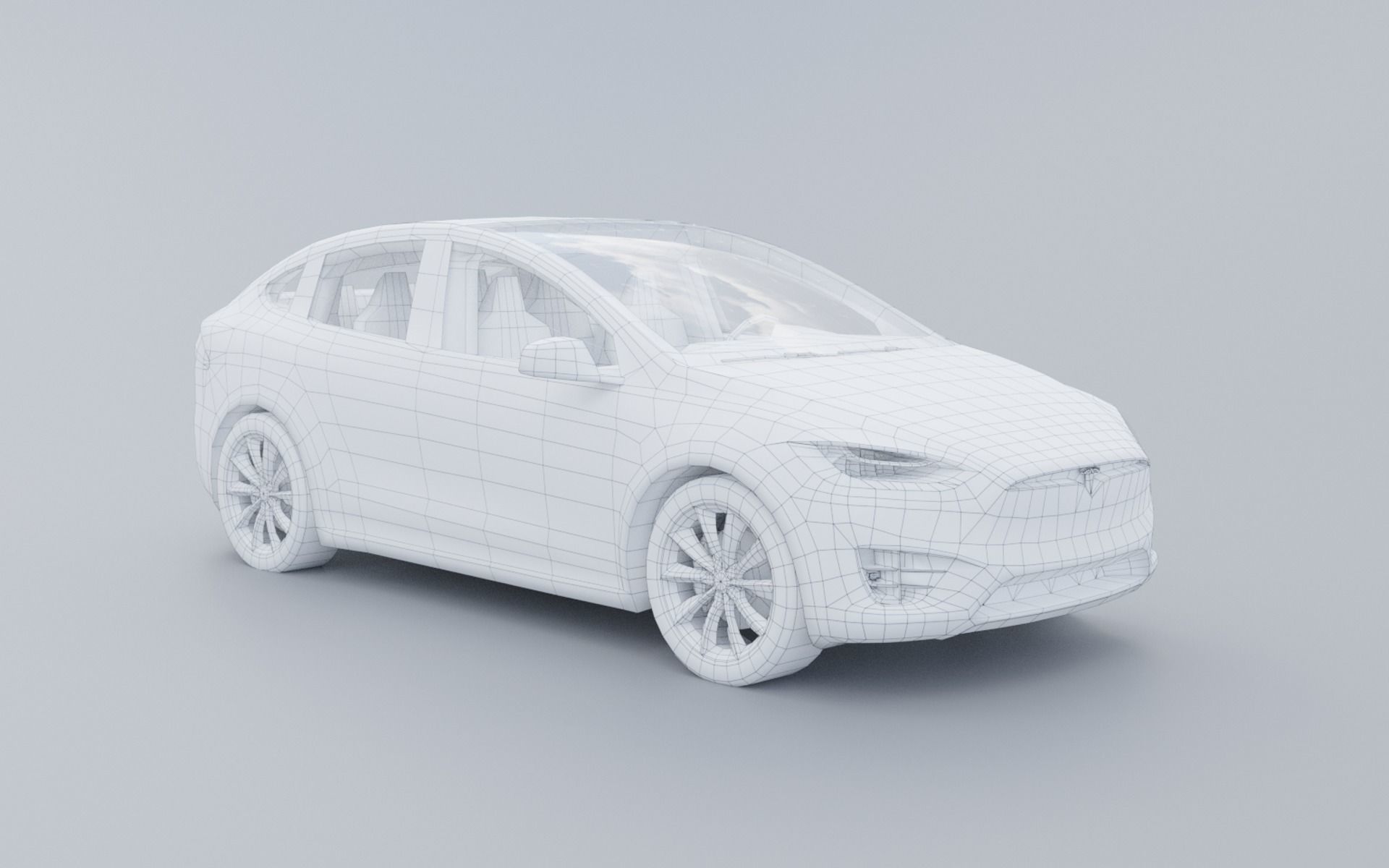 Tesla model X low poly Low-poly 3D model_10