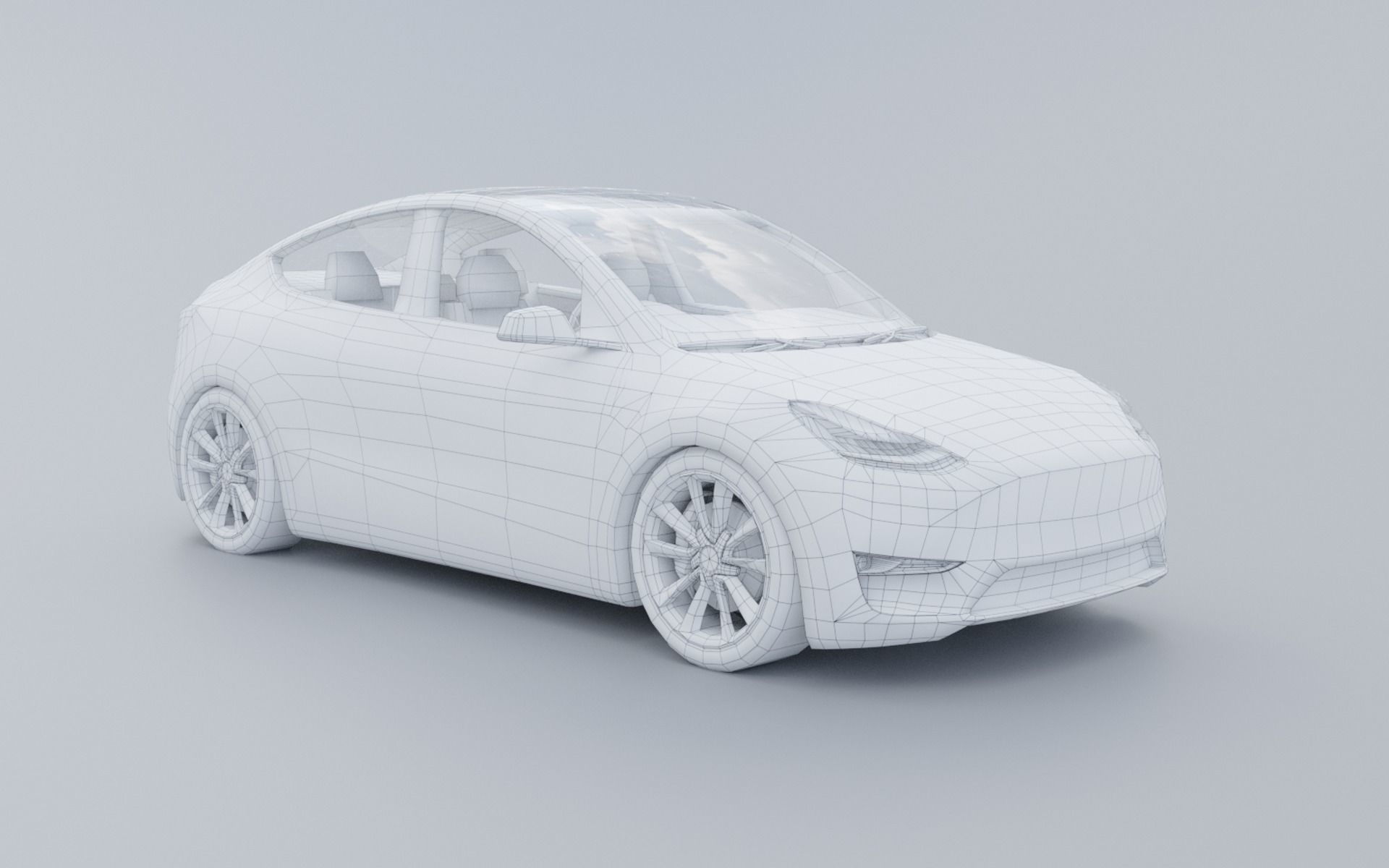 3D Tesla model Y low poly car Low-poly 3D model_10
