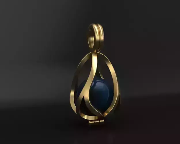 Vintage Raindrop-Shaped Pearl Pendant 3D print model