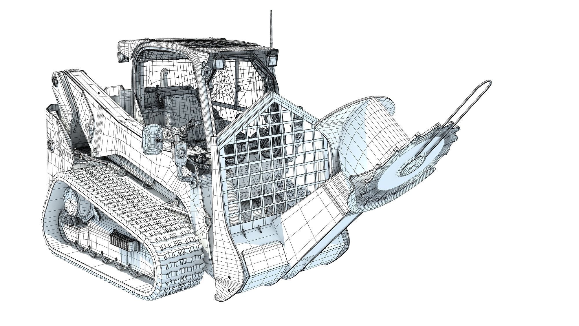 Skid Steer Loader Tree Cutter 3D model_16