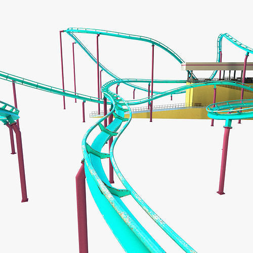 Roller coaster Low-poly 3D model