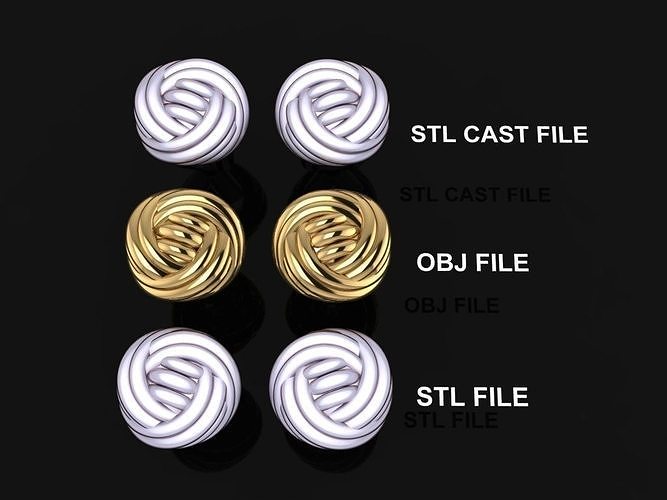Rope Knot Ball Earring Mix Size 3D print model