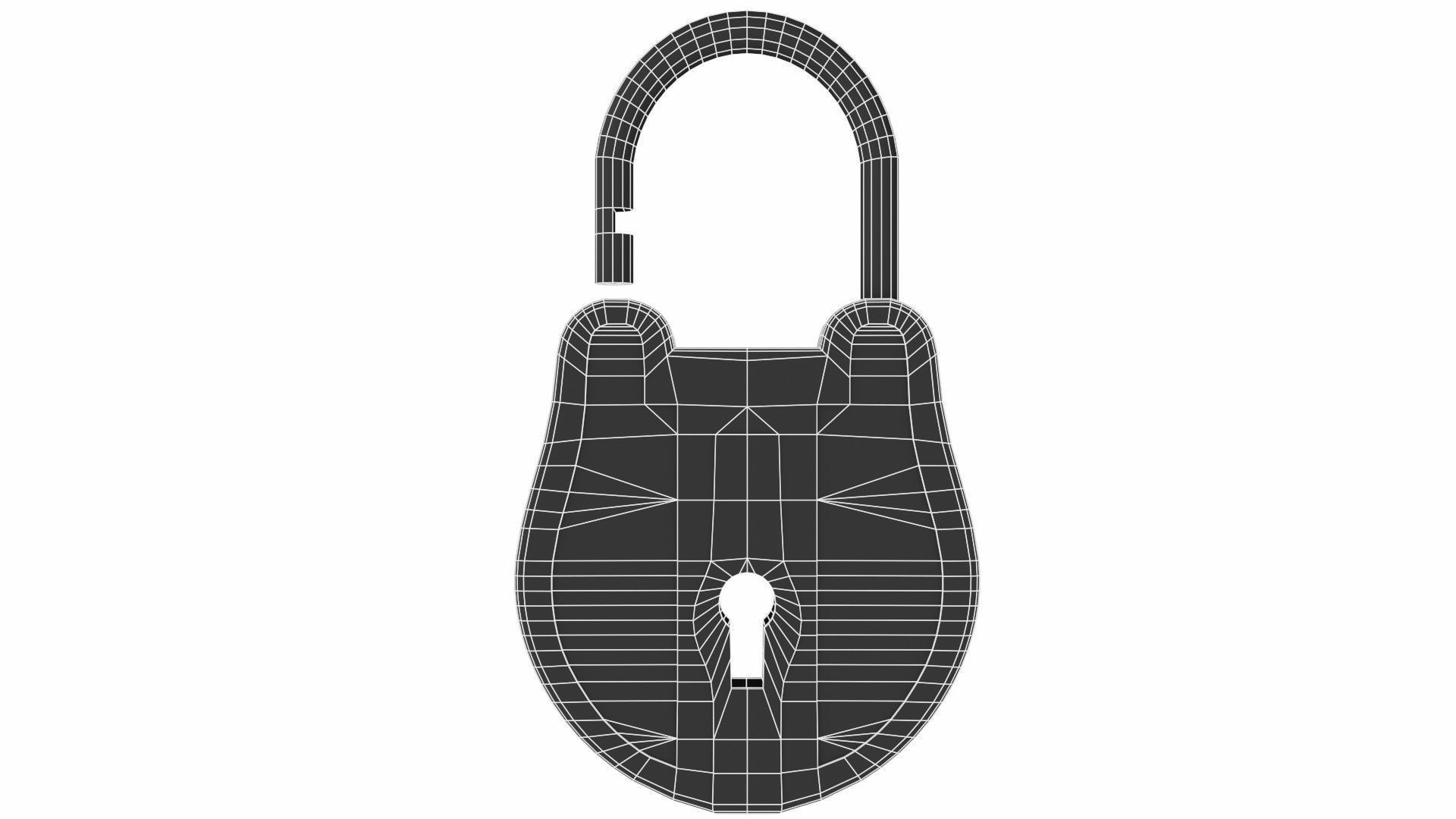 The padlock antique carved wooden 3D model_9