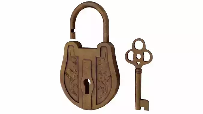 The padlock antique carved wooden
