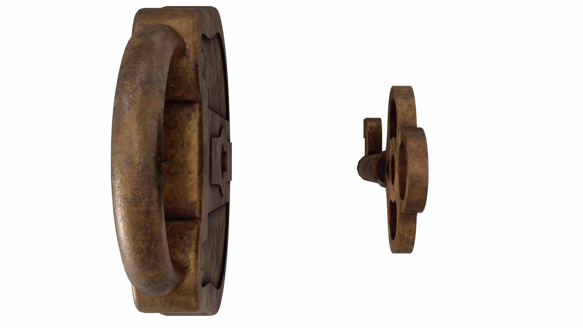 The padlock antique carved wooden 3D model_5