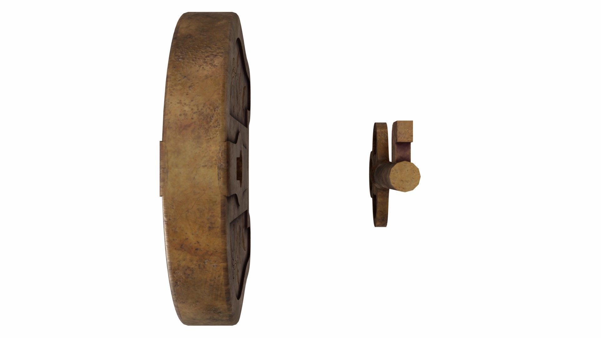 The padlock antique carved wooden 3D model_6