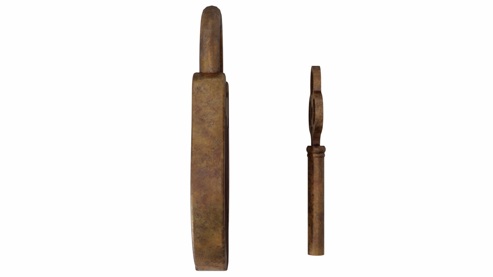 The padlock antique carved wooden 3D model_4