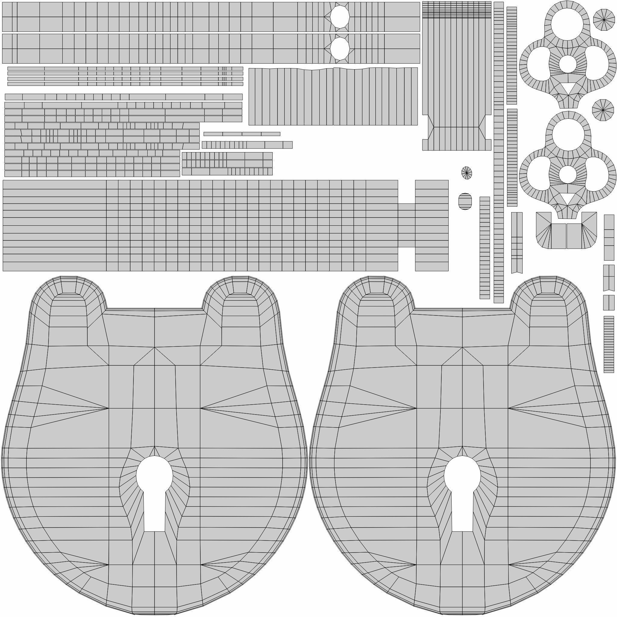 The padlock antique carved wooden 3D model_7