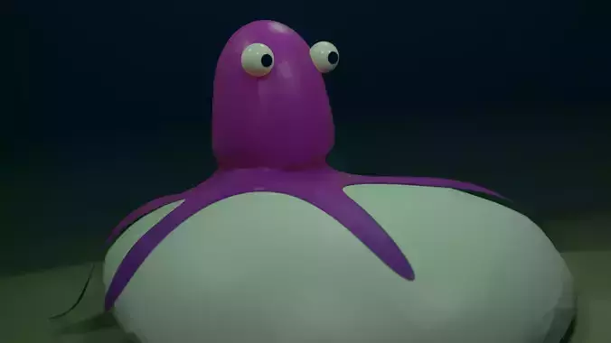 Cartoon-Style Low-Poly Octopus - Charming and Colorful